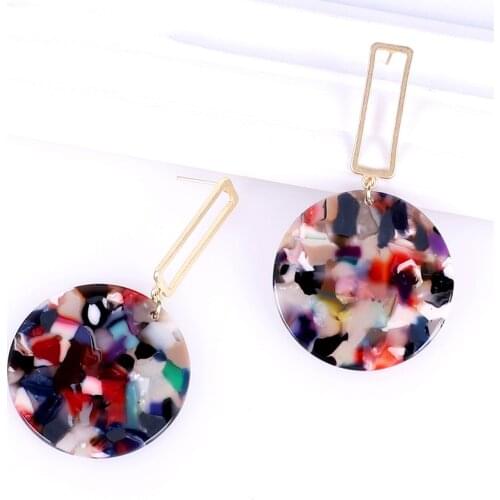 Women gold earrings 2019 korean gold vintage statement big indian fashion jewelry drop geometric ethnic Acrylic earrings boho