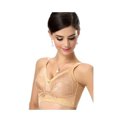 BRZFMRVL B C D E F G plus size women bra gather breast lace bra wire free support breast push up bra 32 34 38 40 42 big size bra
