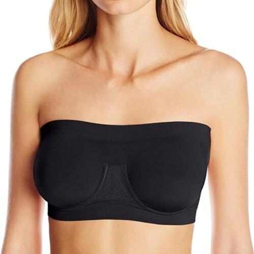 Plus Size Womens Tube Top Sexy Push Up Bra Bandeau Tank Top Strapless Anti Skid Underwear Bralette Breathable Crop Top Lingerie