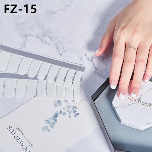 1Sheet French Full Nail Wraps Glitter/Pure Colors Polish Tips Nail Art Stickers Collection Nagel Manicure for Party Decorations