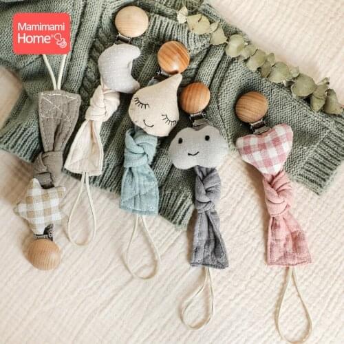 1Pc Baby Dummy Pacifier Clips Chain Plush Animals Cotton Star Wooden Nipple Holder Nurse Accessories Gifts Stroller Chain Toys