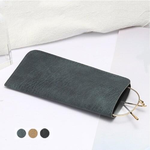 1PC Soft Leather Reading Glasses Bag Case Waterproof Solid Sun Glasses Pouch Simple Eyewear Storage Bags Eyewear Accessories