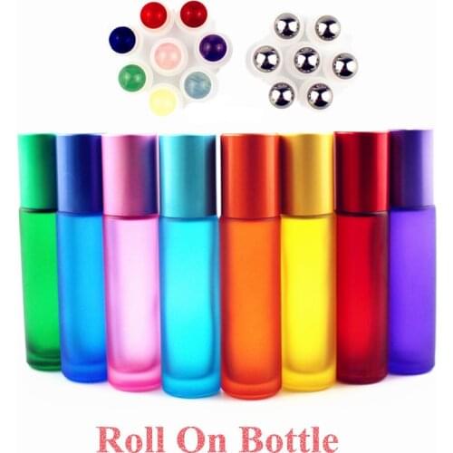 1PC Thick 10ml Frosted Glass Roll On Bottles Natural Gemstone Roller Ball Essential Oil Vials Empty Refillable Perfume Bottle