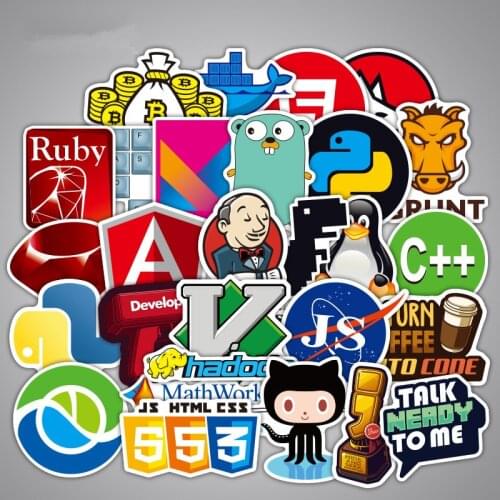 108PCS DIY Cartoon Programming Stickers Room Decoration Wall Decor Programmer Laptop Luggage Wall Sticker Living Room