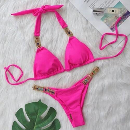 2021 Brazilian Jewelled Rhinestones Diamond Bikini Women Swimwear Female Swimsuit Two-piece Bikini set Bather Bathing Suit Swim