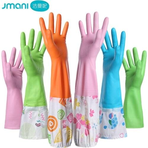 3 pairs/set Winter or summer Sanitary cleaning gloves waterproof Clean bowl Extended gloves Fashion color durable housework E110