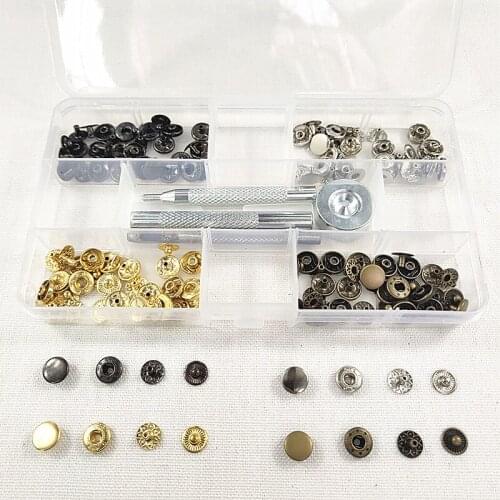 40 sets of button metal bronze color snap buckle buckle combination buckle clothing accessories plus installation tool set