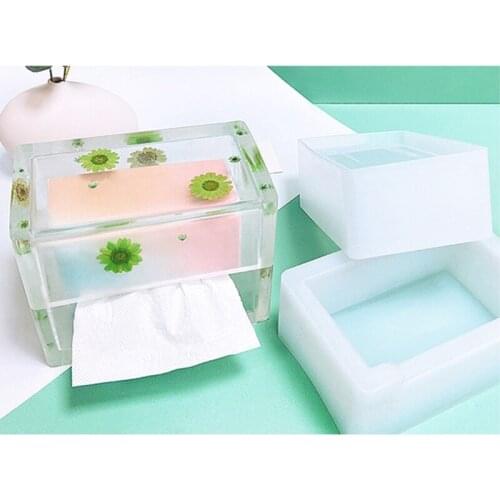 A0NF Paper Box Epoxy Resin Mold Tissue Napkin Case Silicone Mould DIY Crafts Jewelry Storage Organizer Home Decorations Casting