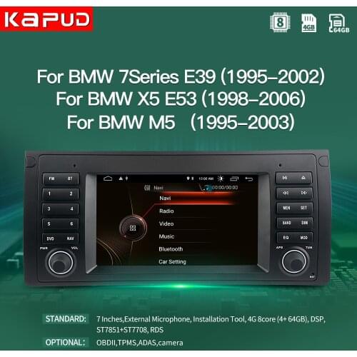 Kapud Android 10.0 Car Multimedia Player 7" For BMW E39 E53 M5 1995-2003 Radio Stereo Inch Navigation BT GPS DSP Wifi