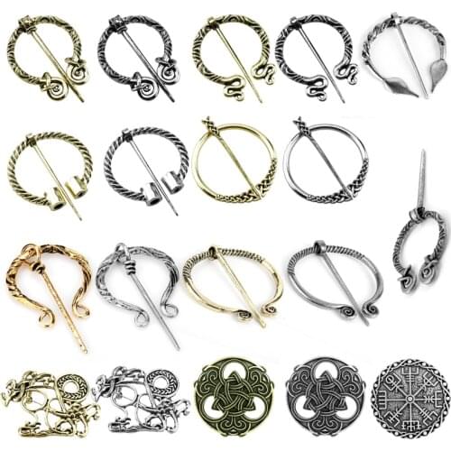 Vikings Jewelry Brooch Vintage Nordic Brooches&Pins Shoulder Shawl Scarf Clasp Cloak Pin Women Men Lapel Pin Collections Gifts
