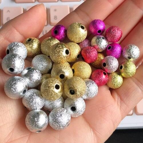 Mixed Silver Plated Stardust Acrylic Beads Matte Round Ball Spacer Beads Charm Findings 4mm-12mm for Jewelry Making Diy Bracelet