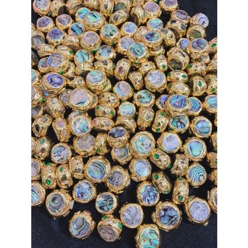 New 24K Jewelry Finding Space Beads Accessories For Jewelry Making Bracelet, Necklace DIY Round Shape Zircon Abalone shell 10pcs
