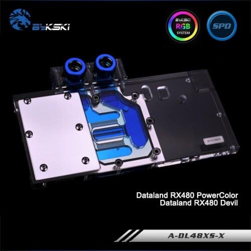 Bykski A-DL48XS-X, Full Cover Graphics Card Water Cooling Block RGB/RBW for Dataland RX480 PowerColor/Devil, RX470 RX580