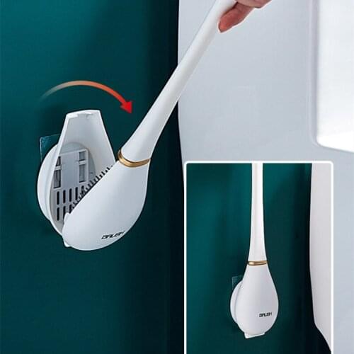 Household Silicone Toilet Brush For WC Accessories Drainable Toilet Brush Wall-Mounted Cleaning Tools Home Bathroom Accessories