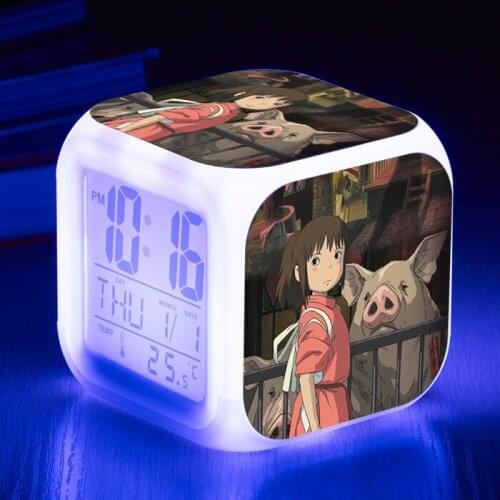 Spirited Away Children Toy Digital Alarm Clock Cartoon Alarm Clock Electronic Wake Up Lamp Table Bedroom Decorative Alarm Clock