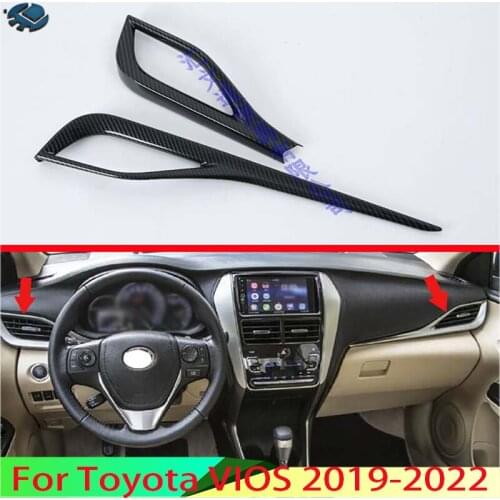For Toyota VIOS 2019 Car Decoration Carbon Fiber Style Air Vent Outlet Cover Dashboard Trim Bezel Frame Molding Garnish