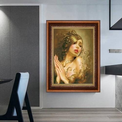 Home European Oil Painting Magazine Character Seaweeds Princess Cross stitch Print Kit 11CT14CT18CT Handmade Embroidery Kit