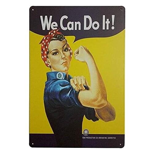 Forever_USA Tin Sign | Metal Wall Sign | WWII Rosie The Riveter We can do it War Advertising 8 x 12 in