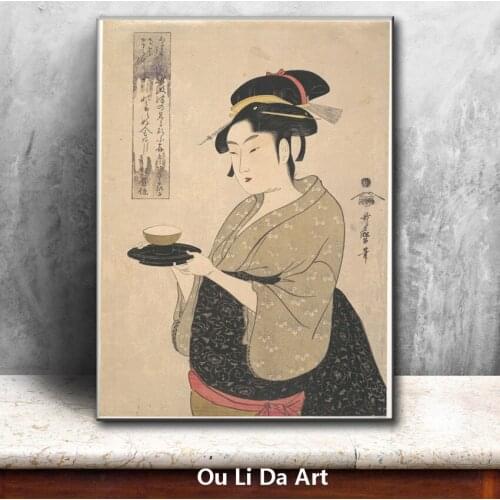 Classical Japan kimono women end meals oil painting canvas painting printings printed on canvas wall art decoration picture