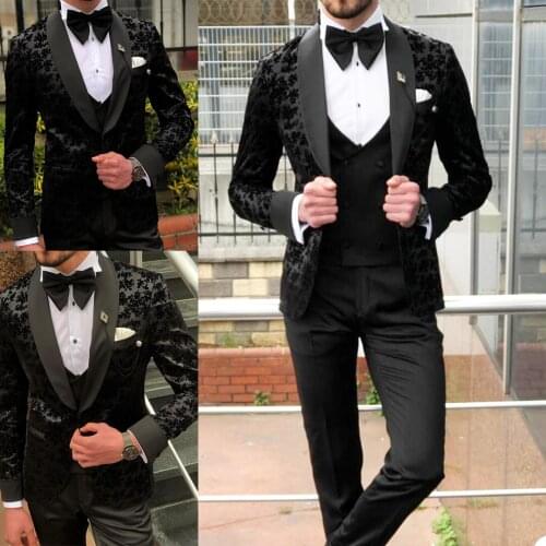 Handsome Shawl Lapel Men Tuxedos Slim Fit One Button Blazer Classic Wedding Groomsmen Party Prom Red Carpet Coat 3 Pieces