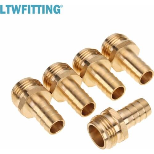 LTWFITTING Brass 5/8" Barb x 3/4" MHT Hose Repair/Connector, Garden Hose Fitting