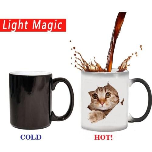 Cute cat mug color changing 350ml coffee mugs cup office gift mug