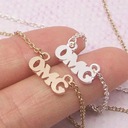 Minimalism OMG Necklace For Women Gold Plated Stainless Steel Statement Necklace Bridesmaid Everyday Jewelry Anniversary Gift