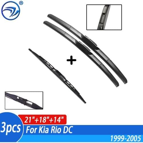Wiper Front & Rear Wiper Blades Set Kit For Kia Rio DC 1999 - 2005 2000 2001 2002 2003 2004 Windshield Windscreen 21"+18"+14"