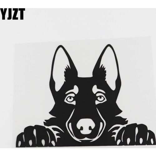 YJZT 16.7CMX12.6CM Car Window Decal Peeping Dog Kids Vinyl Car Sticker Black/Silver 8A-0012