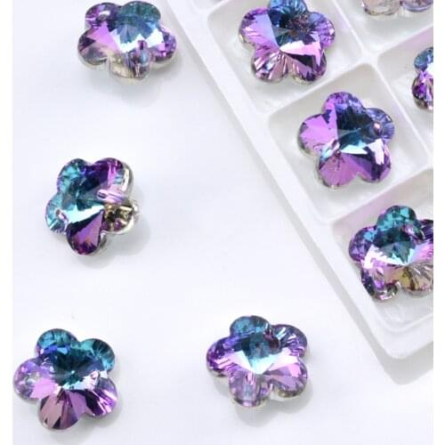 New style purple mixed plum flower crystal glass rhinestone applique colored diamond craft glue Christmas costume decoration