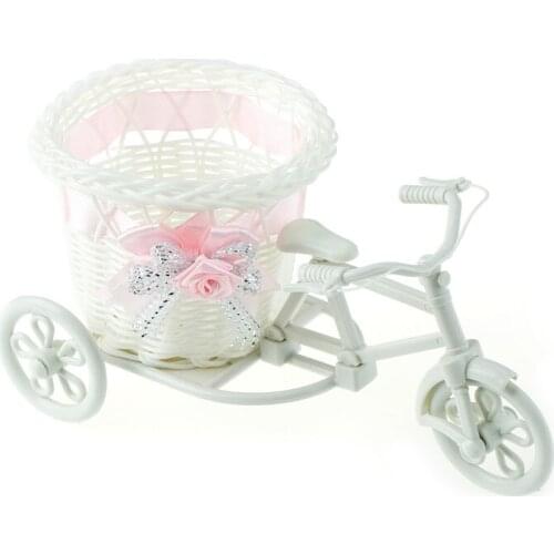Excellent White Tricycle Bike Flower Basket Container For Flower Plant Home Decor Vase