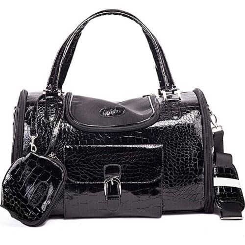 Portable Outdoor Pet Cat Dog Carrier Bag with Purse Leather Travel Small Dog Chihuahua Teddy Carrying Bag Handbag