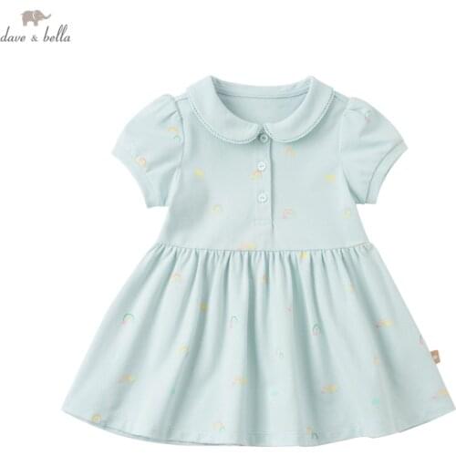 DBZ17780 dave bella summer baby girls cute cartoon print dress children fashion party dress kids infant lolita clothes