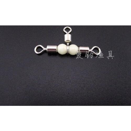 Cross-line rolling swivel with luminous beads connector accessory fishing tackle 10pcs/lot
