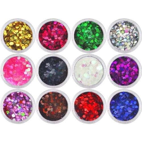Free Shipping Professional Salon Use 12 Colors/Set Colorful Big Size Nail Art Glitter Powder Decoration for Nail