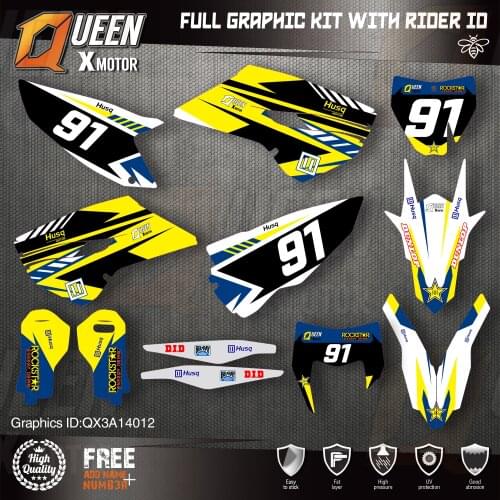 Queen X Custom Team Graphics Decals Stickers Kit For Husqvarna Sticker Decal 2014-15 TC FC 2015-16 FE TE 125 to 450cc 12