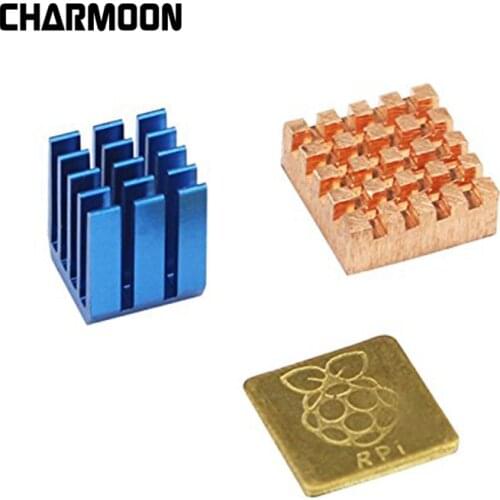 For Raspberry Pi 3/2 Model B Heat Sink 1 Aluminum + 2 Copper With Logo real thermal conducting tape Cooling Heat Sink