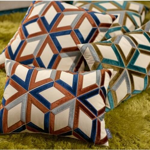 Luxury Sofa Cushion Nordic Simple Cushions Square Jacquard Pillow Home Car Nap Pillow Decorative 50x50cm Geometric Pillowcase