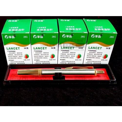 Stainless steel lancing pen lancet point pen cupping bloodletting pen acupuncture massage with 4 boxes lancet needle