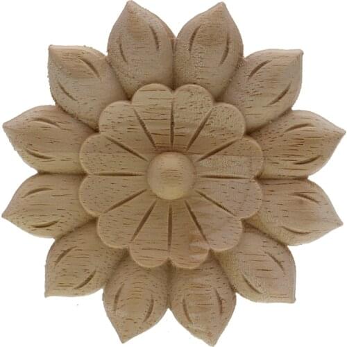 Runbazef European Solid Decoration Maison Appliques Carved Vintage Home Decor Round Accessories Modern Decals Wood Furniture