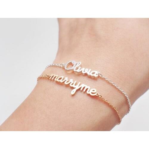 Charm Personalized Name Bracelet Women Custom Any Name Bracelet Girlfriend Custom Birthday Gift Customize Font Style Jewelry