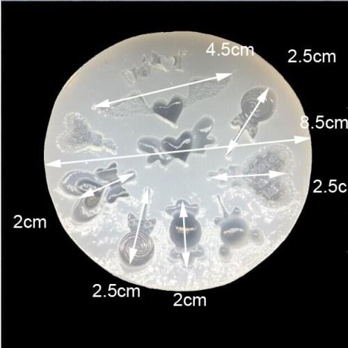 1=9pcs 3D loliipop wings bow Cavity silicone mold DIY jewelry tools finding ornaments model Resin Casting Mould Craft Decoration