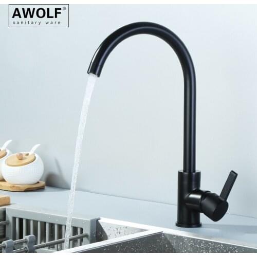Solid Brass Kitchen Sink Faucet Matt Black Deck Mounted Brushed Gold Single Hole Handle Hot And Cold Water Mixer Tap ML8127