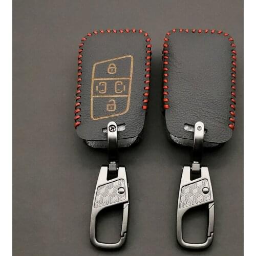 Stylish 100% Leather Car Key Cover For Volkswagen VW Tiguan Passat Golf Alltrack 2018 2019 2020 4 Buttons Smart Remote Fob Case