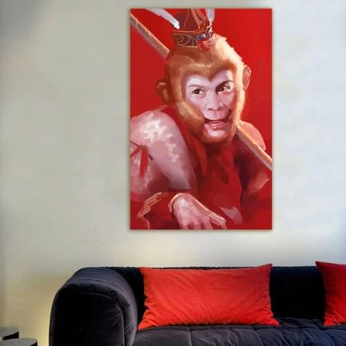 Sun WuKong Kungfu monkey diy canvas oil painting digital paint by numbers gift for kids room decoration