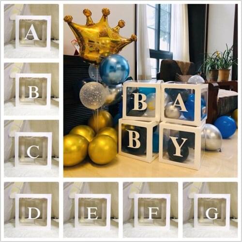 Wedding Ballon Anniversaire 26 Letter Transparent Balloons Box Baby Name Balloon Box Baby Shower First Birthday Party Decoration