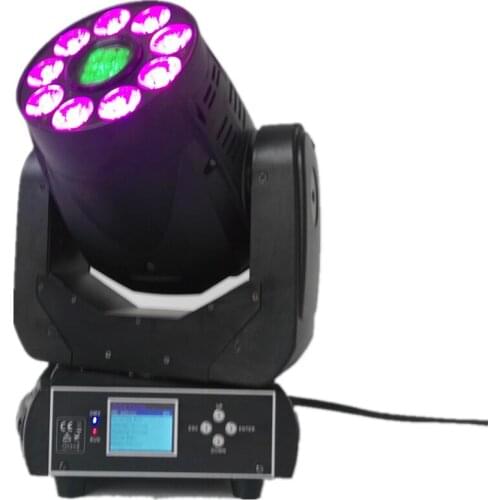 LED Moving Head Light 90W+9x18W RGBWA UV 6IN1 Gobo 3 Face Prism DMX Controller 14 Channel for Stage Theater Disco DJ light