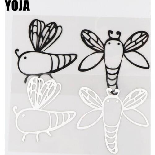YOJA 16.3×8.9CM Dragonfly Cartoon Animal Decal Lovely Car Sticker Vinyl Pattern Black/Silver 19C-0049
