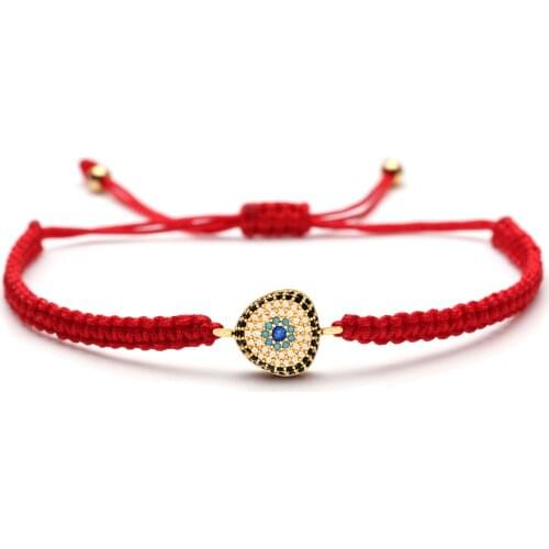 Zircon Crystal Braided Copper Evil Eye Charm Bracelet Women Men Femme 2019 New Fashion Heart-shaped CZ Eye Red Thread Jewelry