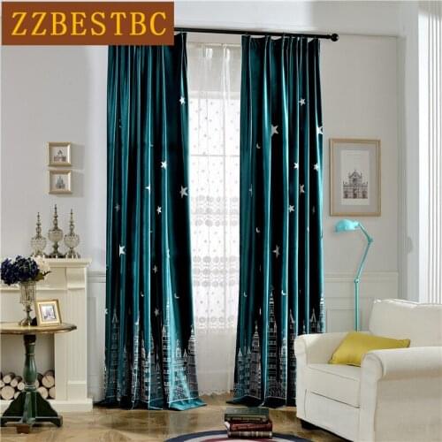 ZZBESTBC High Quality Blue Green Velvet Kids Room Embroidered Curtains Custom Living Room Bedroom Exquisite Short Curtains